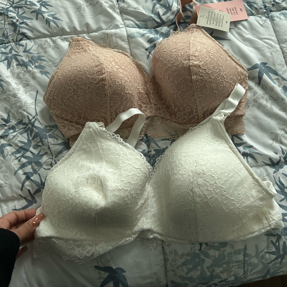 H&M Lace Bra Set - Cream and Tan